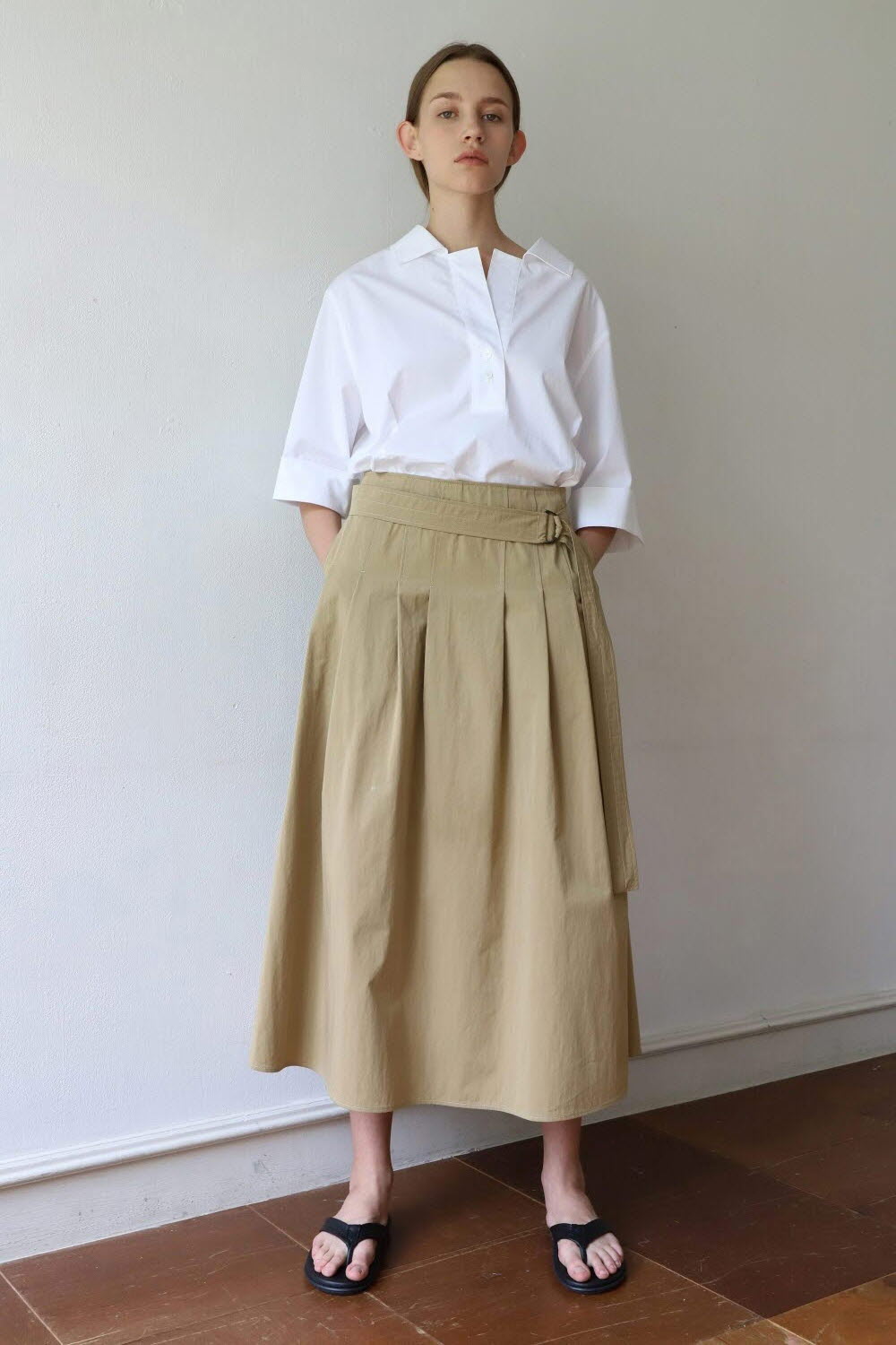 Skirt A Belted Beige - Y23