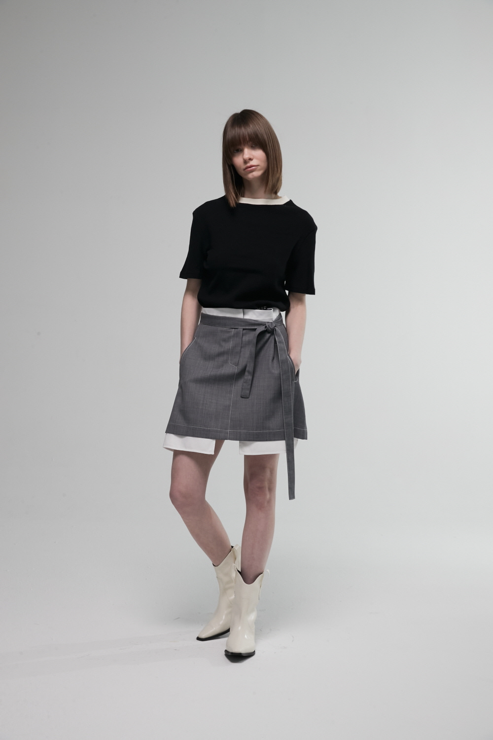 Skirt Strap Short Gray
